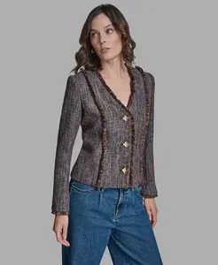 Женская куртка на пуговицах с принтом Bcbg, синий