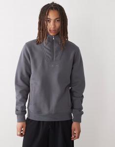 Толстовка с застежкой-молнией на половину длины серого цвета Champion