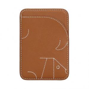 HERMES Кожаный картхолдер женский, 37 Gold Gold Brown