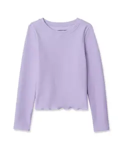 Топ с длинными рукавами и резинкой для девочек Lands' End, красный