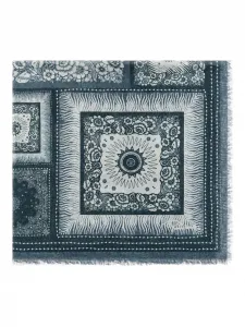 Шаль с зебровым узором и логотипом Roberto Cavalli, синий