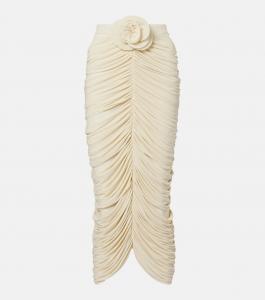 Юбка миди с рюшами и цветочной аппликацией Magda Butrym, кремовый