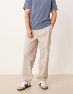 Строгие зауженные брюки-чинос Asos Design, серо-бежевый
