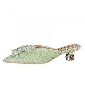 Женские сандалии с закрытым носком, устойчивые к истиранию и запаху, с резиновой подошвой CAOT, Green 4Cm