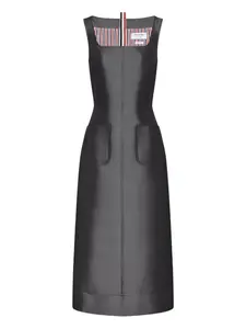 Платье с квадратным вырезом и накладным карманом THOM BROWNE, серый