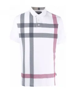 Хлопковая рубашка-поло в клетку Barbour, белый
