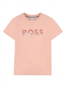 Футболка с логотипом BOSS Kidswear, розовый