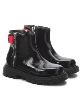 Кожаные ботильоны Moschino Kids, черный