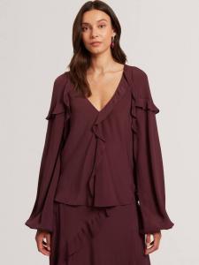 Футболка Kayfa Frill с длинными рукавами Ted Baker, Burgundy