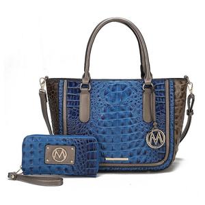 Сумка-портфель и кошелек Bonnie из коллекции MKF с тиснением под крокодила от Mia K MKF Collection, темно-синий