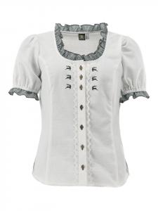 OS-Trachten Традиционная блузка Fluspi белого и темно-зеленого цвета