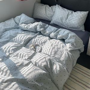 Muji Комплект постельного белья из 4 предметов (простыня, пододеяльник 180х220 см), цвет Gray-blue polka dot Z