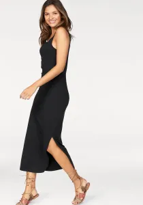 Платье-спагетти AJC с регулируемыми бретелями и разрезом, черный