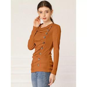 Женская блузка с капюшоном и пуговицами, длинными рукавами и рюшами ALLEGRA K, зеленый