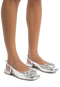 Туфли-лодочки с открытой пяткой Alma en Pena, серебряный