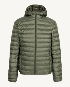Легкий мужской пуховик с капюшоном и застежкой-молнией JOTT, зеленый