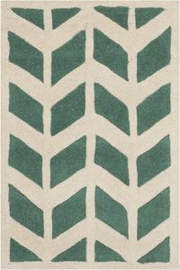 SAFAVIEH Chatham Collection ковер 61 x 92 см Teal / Ivory CHT746T ручной работы шеврон премиум шерсть