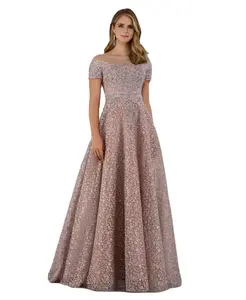 Женское прозрачное платье-баллона с лодочкой Lara, фиолетовый