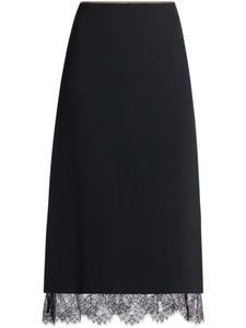 Юбка прямого кроя с кружевными вставками Vince, черный