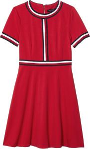 Женское платье Tommy Hilfiger с короткими рукавами и полосатой отделкой, Scarlet