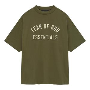 Футболка Fear of God Essentials Jersey Crewneck Tee 'Military', оливкого-зеленый