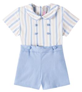 Комбинезон Baby Fantino из льна и хлопка La Coqueta, светло-синий