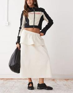 Юбка миди Reclaimed Vintage с баской кремового цвета