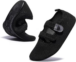 Водные тапочки для женщин и мужчин для пляжа и плавания - Нескользящие, быстросохнущие носки для воды с регулируемыми ремешками Feelaces, черный