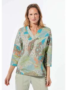 Толстовка с рукавами 3/4 серо-зеленого цвета с узором GOLDNER