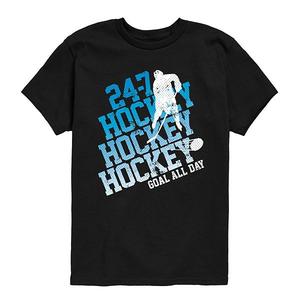 Футболка с принтом 24-7 hockey goal all day для мальчиков 8-20 Licensed Character, Black