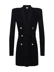 Кардиган с поясом и эффектом металлик L'Agence, черный