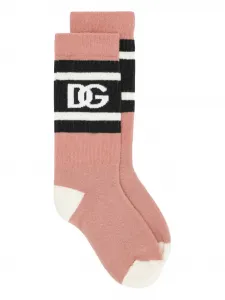 Носки с логотипом и контрастными полосками Dolce & Gabbana Kids, розовый