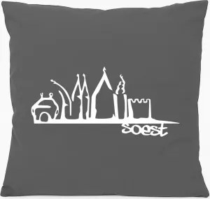 Подушка для дивана Soest Skyline Gift 40x40 см от Hellweg Printing Company с наполнителем из серо-стального хлопка Soest Hellweg Druckerei