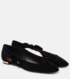 Замшевые балетки Very Bow Tie Aquazzura, черный