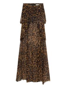 Blumarine юбка с оборками и принтом, коричневый