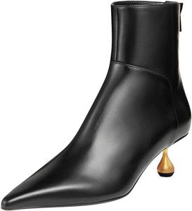 Женские ботильоны FSJ с заостренным носком и невысоким каблуком типа «кикуна», задняя молния, короткие ботинки из искусственной кожи, удобные для ходьбы и для выхода, размеры 4-16 US, Black