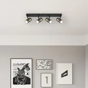 Потолочный светильник TRABBY GU10 1 шт. Потолочный спот/черный/стекло дымчатое/цвет месинга/коридор/гостиная Globo Lighting, черный