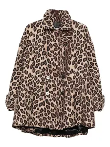 Двубортное пальто с анималистичным принтом Alberto Biani, коричневый