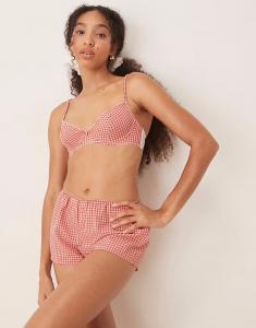 Бюстгальтер на косточках Sidney в клетку виши красного цвета Asos Design