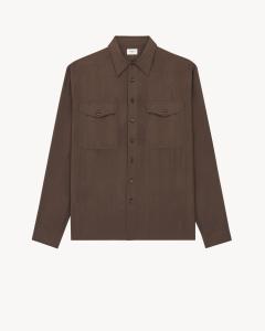 Рубашка из шелкового хаботай Saint Laurent, коричневый