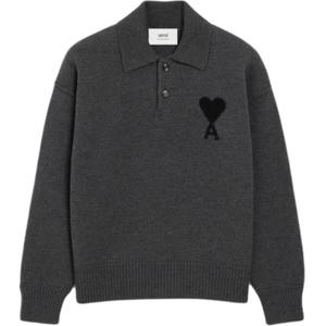 Ami Paris Ami De Coeur шерстяная поло AMIPARIS, серый/черный