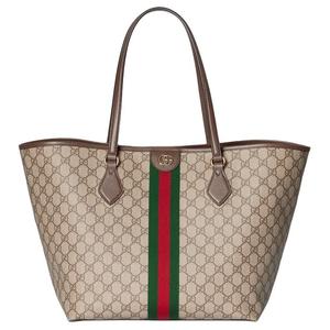 GUCCI Офидия холщовая сумка-шопер большая женская сумка через плечо бежевая и тёмно-коричневая