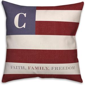 Creative Products Декоративная подушка Faith Family Freedom Monogram Flag C Faith Family Freedom Monogram Flag C