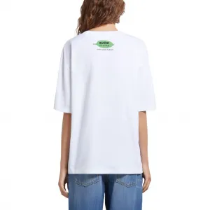 Футболка из хлопка с цветочным принтом MARNI, белый