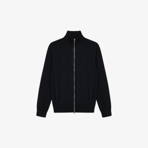 Кардиган Hampshire из мериносовой шерсти с воротником-воронкой и молнией Reiss, черный