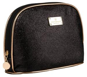 Черная женская косметичка на молнии элегантная подарочная классическая легкая вместительная и функциональная PETERSON