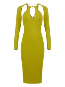 Платье с вырезом и логотипом-ожерельем Elisabetta Franchi, зеленый