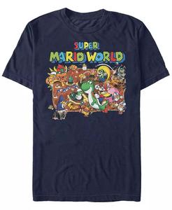 Футболка с коротким рукавом Nintendo Men's Super Mario World Map Fifth Sun, синий