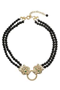 Крупное ожерелье с двумя леопардовыми агатами Eye Candy La, черный