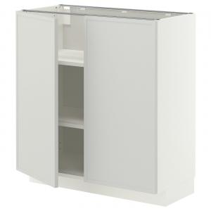 Тумба под шкаф с полками и 2 дверцами, белая/светло-серая Aspudden, 80x37 см IKEA Metod